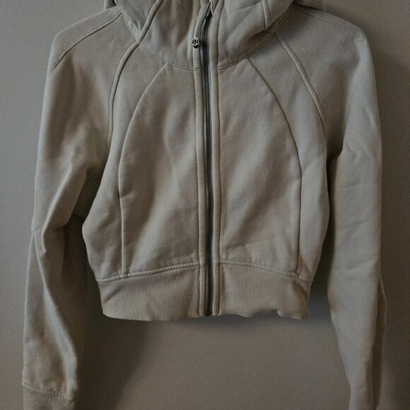 Lululemon Scuba Full-Zip Cropped Hoodie Size 8 Bone - Picture 2 of 4